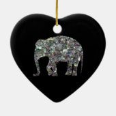 Funkelnd silberner Mosaik-Glitzer Elephant Keramikornament (Hinten)