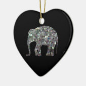 Funkelnd silberner Mosaik-Glitzer Elephant Keramikornament (Links)