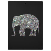 Funkelnd silberner Mosaik-Glitzer Elephant Klemmbrett (Rückseite)