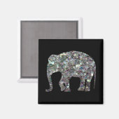 Funkelnd silberner Mosaik-Glitzer Elephant Magnet (Vorderseite/Rückseite)