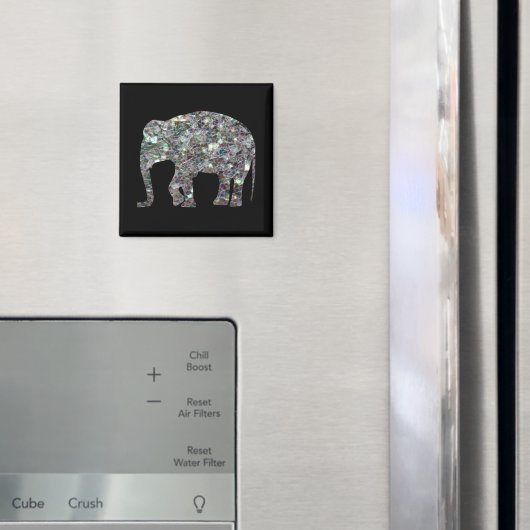 Funkelnd silberner Mosaik-Glitzer Elephant Magnet (In Situ (Kühlschrank))