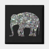 Funkelnd silberner Mosaik-Glitzer Elephant Magnet (Vorne)