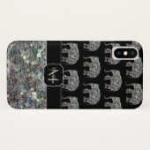 Funkelnd silberner Mosaik-Glitzer Elephant Monogra Case-Mate iPhone Hülle (Rückseite (Horizontal))