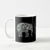 Funkelnd silberner Mosaik-Glitzer Elephant Monogra Kaffeetasse (Links)