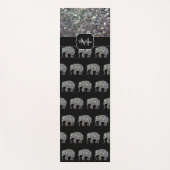 Funkelnd silberner Mosaik-Glitzer Elephant Monogra Yogamatte (Vorderseite)