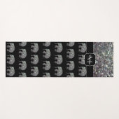 Funkelnd silberner Mosaik-Glitzer Elephant Monogra Yogamatte (Vorderseite (Horizontal))