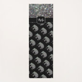 Funkelnd silberner Mosaik-Glitzer Elephant Monogra Yogamatte (Vorderseite)