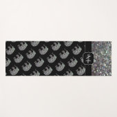 Funkelnd silberner Mosaik-Glitzer Elephant Monogra Yogamatte (Vorderseite (Horizontal))