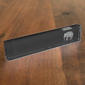 Funkelnd silberner Mosaik-Glitzer Elephant Namensplakette (Seite)