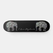 Funkelnd silberner Mosaik Glitzer Elephant Persönl Skateboard (Horizontal)