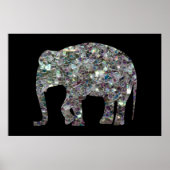 Funkelnd silberner Mosaik-Glitzer Elephant Poster (Vorne)