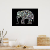 Funkelnd silberner Mosaik-Glitzer Elephant Poster (Küche)