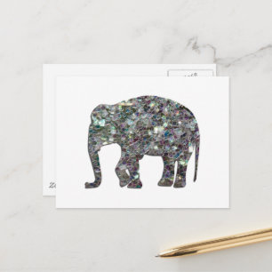 Funkelnd silberner Mosaik-Glitzer Elephant Postkarte