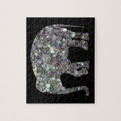 Funkelnd silberner Mosaik-Glitzer Elephant Puzzle (Vertikal)