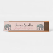 Funkelnd silberner Mosaik Glitzer Elephant Rose pi Schreibtischnamensplakette (Vorderseite )