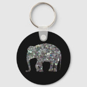 Funkelnd silberner Mosaik-Glitzer Elephant Schlüsselanhänger (Vorderseite)