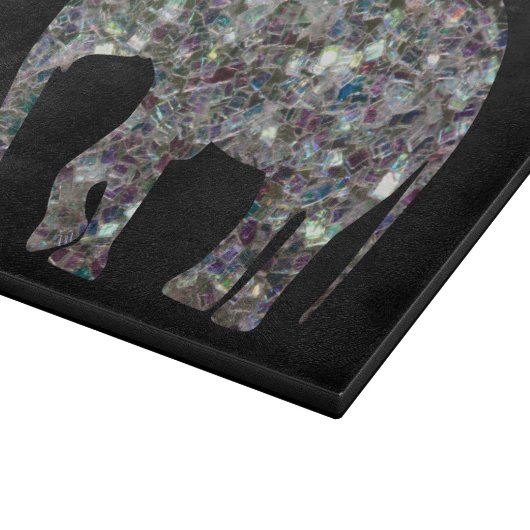Funkelnd silberner Mosaik-Glitzer Elephant Schneidebrett (Ecke)