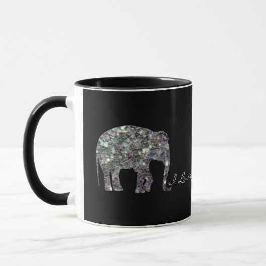 Funkelnd silberner Mosaik-Glitzer Elephant Tasse (Links)