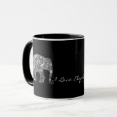 Funkelnd silberner Mosaik-Glitzer Elephant Tasse (Vorderseite Links)