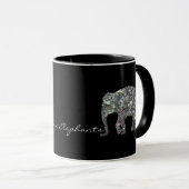 Funkelnd silberner Mosaik-Glitzer Elephant Tasse (VorderseiteRechts)