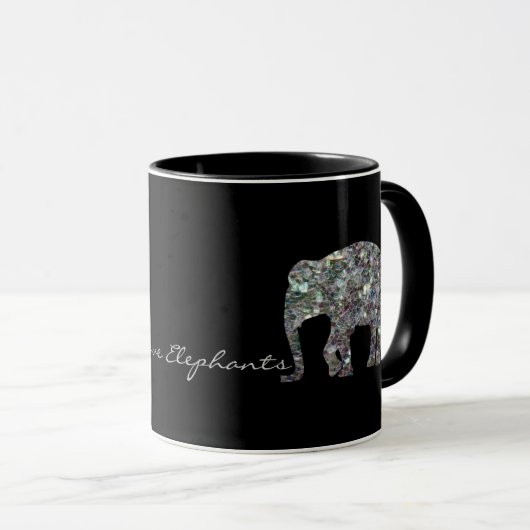 Funkelnd silberner Mosaik-Glitzer Elephant Tasse (VorderseiteRechts)