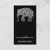 Funkelnd silberner Mosaik-Glitzer Elephant Visitenkarte (Rückseite)