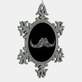 Funkelnd silberner mosaik Glitzer Mustache Anpasse Schneeflocken Zinn-Ornament (Links)