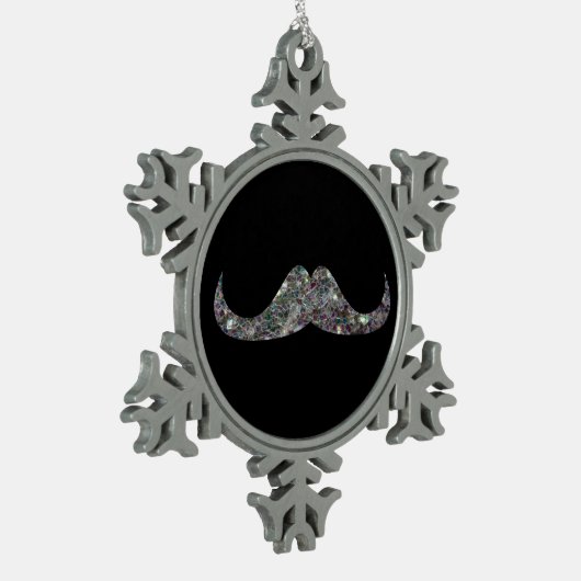 Funkelnd silberner mosaik Glitzer Mustache Anpasse Schneeflocken Zinn-Ornament (Links)