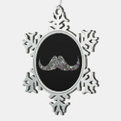 Funkelnd silberner mosaik Glitzer Mustache Anpasse Schneeflocken Zinn-Ornament (Rechts)