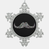 Funkelnd silberner mosaik Glitzer Mustache Anpasse Schneeflocken Zinn-Ornament (Vorderseite)