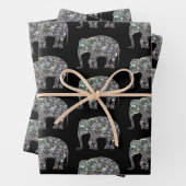 Funkelnd silbernes Mosaikmuster auf schwarz Geschenkpapier Set (Beispiel)