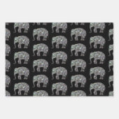 Funkelnd silbernes Mosaikmuster auf schwarz Geschenkpapier Set (Vorderseite)