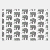 Funkelnd silbernes Mosaikmuster auf weißem Elefant Geschenkpapier Set (Vorderseite)
