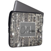 Funkelnd Silberperlen Monogramm Laptopschutzhülle (Vorne Rechts)