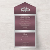 Funkelnd Silberringe und Burgandy-Hochzeit All In One Einladung (Innen Boden)