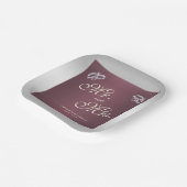 Funkelnd Silberringe und Burgandy-Hochzeit Pappteller (Gewinkelt)