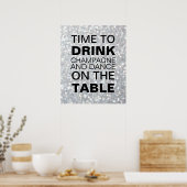 Funkelnd Silberschampagner-Party-Poster Poster (Küche)