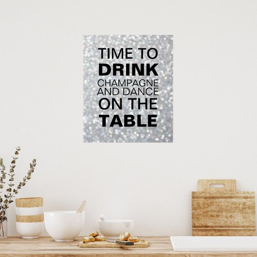 Funkelnd Silberschampagner-Party-Poster Poster (Küche)