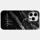 Funkelnd silberschwarze abstrakte Monogramm Case-Mate iPhone Hülle (Rückseite (Horizontal))