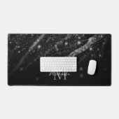 Funkelnd silberschwarze abstrakte Monogramm Schreibtischunterlage (Tastatur & Maus)