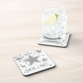 Funkelnd Silberstars - personalisierte Hochzeit Getränkeuntersetzer (Rechte Seite)
