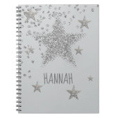Funkelnd Silberstars personnalisiert Notizblock (Vorderseite)