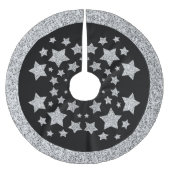 Funkelnd Silberstars Weihnachtsfeiertage in Schwar Polyester Weihnachtsbaumdecke (Vorderseite)