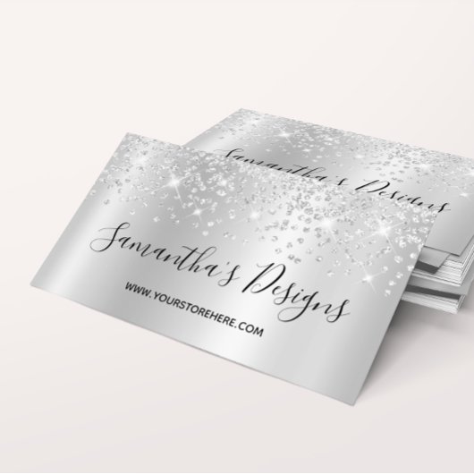 Funkelnd Silver Confetti Glitzer Ombre Online Stor Visitenkarte