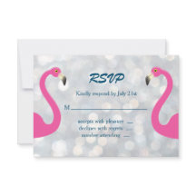 Funkelnd Silver Flamingo Wedding RSVP