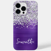 Funkelnd Silver Glitzer Amethyst Glam Name Case-Mate iPhone Hülle (Rückseite)