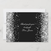 Funkelnd Silver Glitzer Black Dankeskarte (Rückseite)