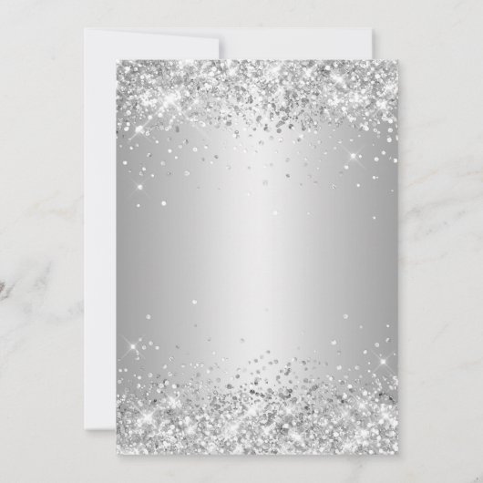 Funkelnd Silver Glitzer Gray Ombre Einladung (Rückseite)