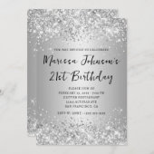 Funkelnd Silver Glitzer Gray Ombre Einladung (Vorne/Hinten)