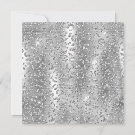 Funkelnd Silver Glitzer Leopard Print Birthday Einladung (Rückseite)